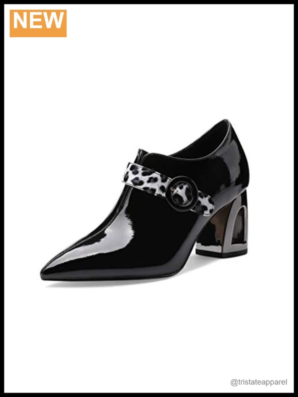 Handmade Side Zip Up Pointed Toe Mid Heel Pumps Faux Leather